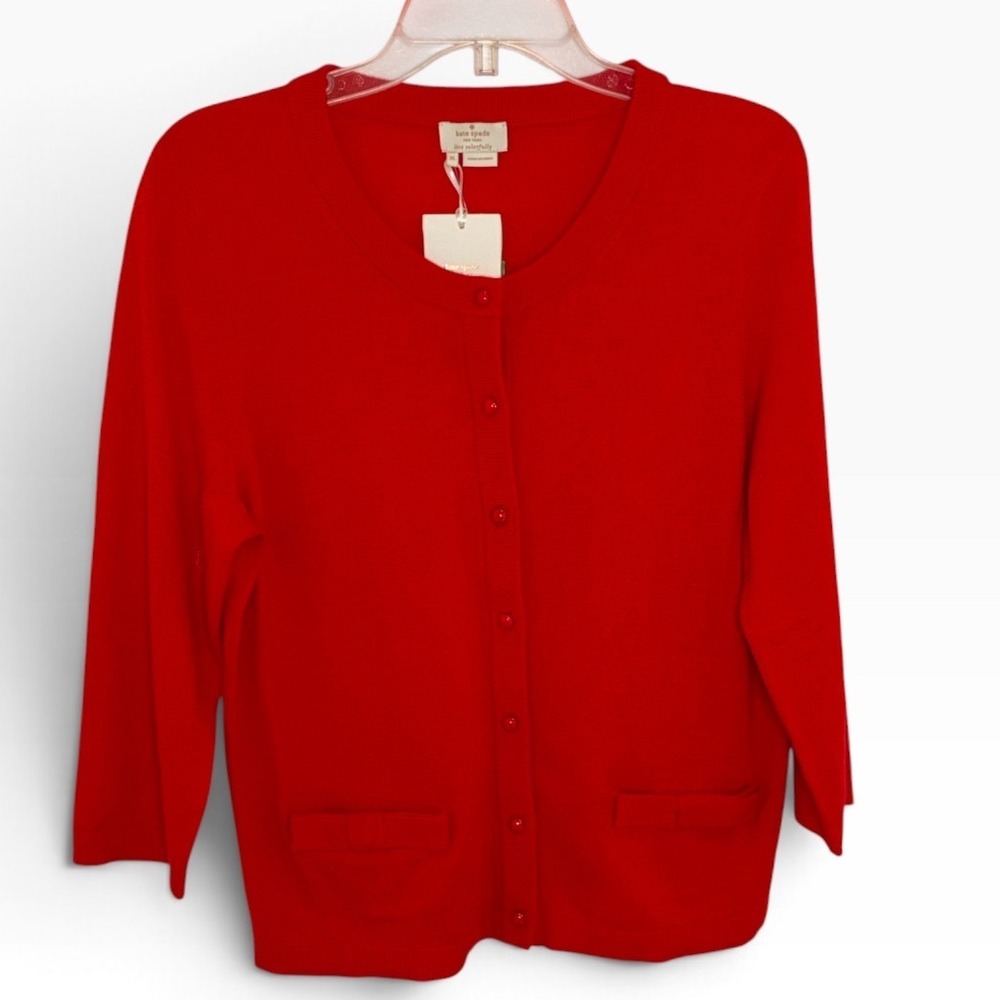 kate spade Carine Cardigan in Red Lacquer (642) Key Pieces Style NJMU1960